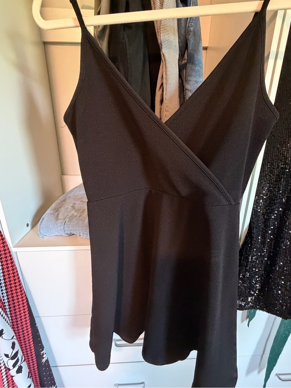 Black Wrap Front Spaghetti Strap Dress Size Large